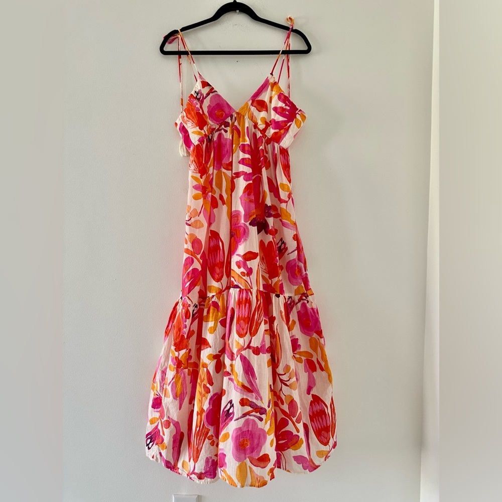 ZARA WOMEN LONG PRINT HATER NECK COTTON DRESS - Picture 7 of 11